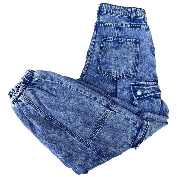 Future Collective Kahlana Barfield Brown Women 4 Utility Cargo Jeans Elastic Hem - Picture 3 of 12